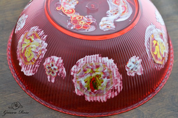 Gluing over decorations on chinese candy holder