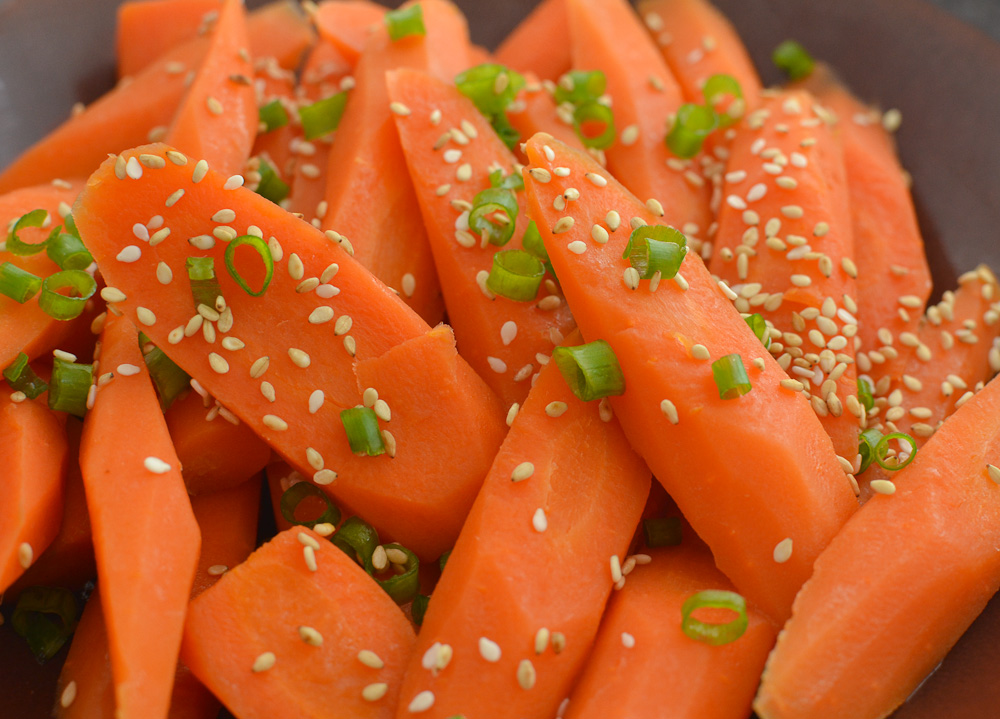 Steamed Carrots with Sesame Ponzu Vinaigrette