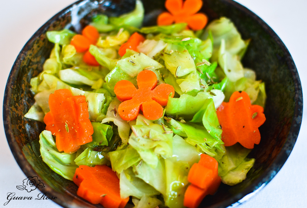 Sauteed Cabbage with carrots and fennel seeds