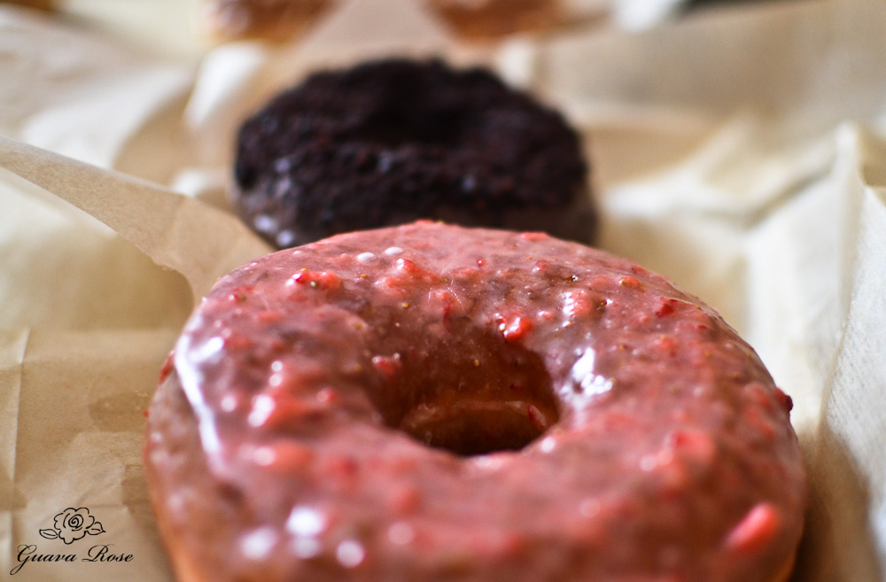 Strawberry and blackout donuts