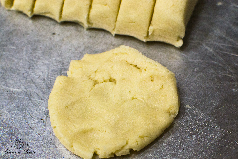 Crust dough, flattened out