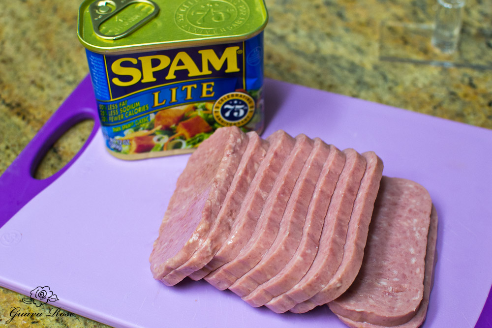 Can of Lite Spam sliced