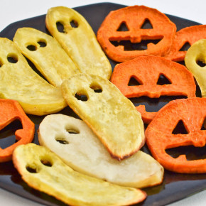 Roasted Sweet Potato Jack-o-Lantern Faces and Ghosts