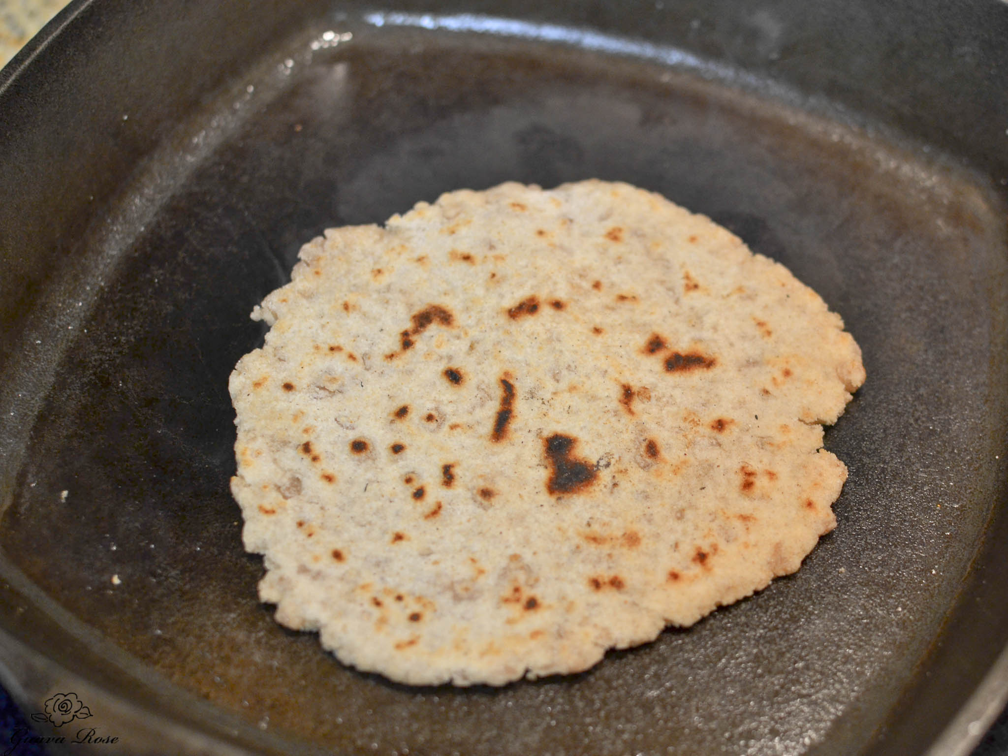 Pa'i'ai tortilla cooking in skillet