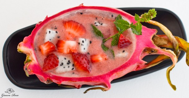 Strawberry Vanilla Dragonfruit Soup (Cold) Guava Rose