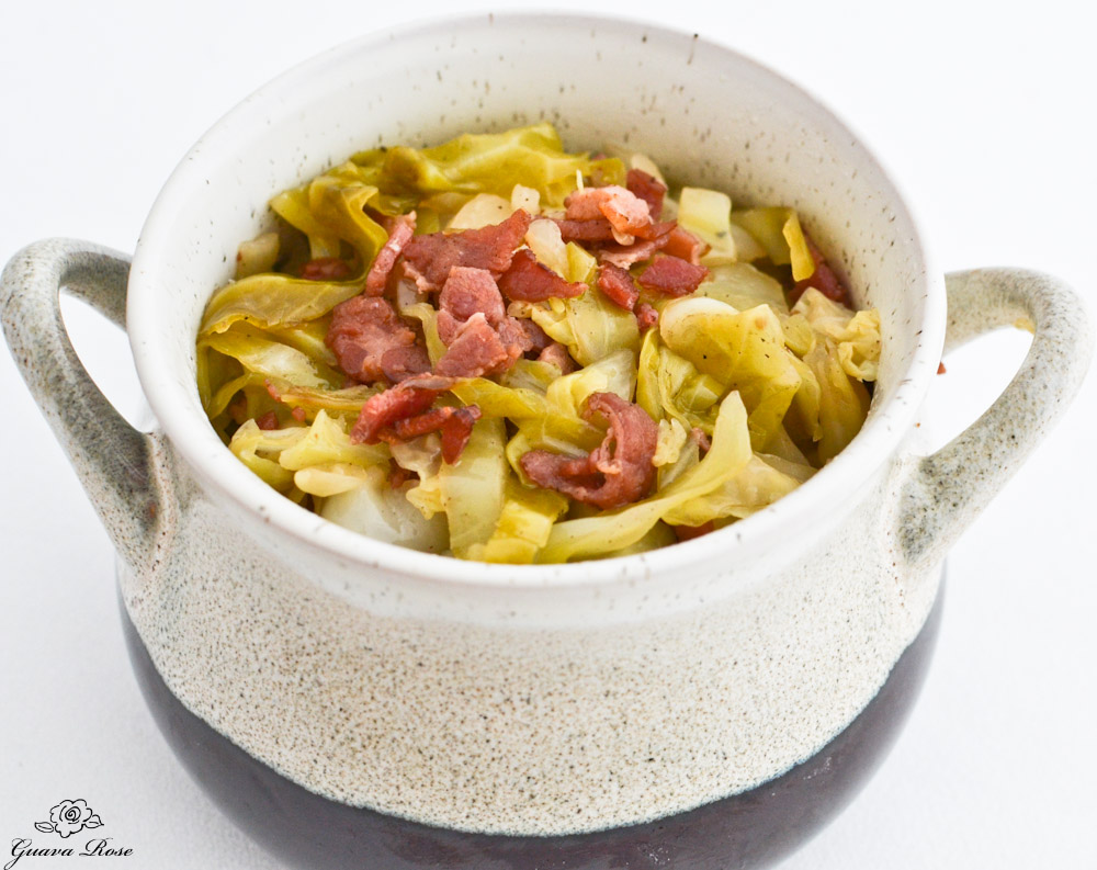 Pot of Sweet and Sour Cabbage with Bacon,