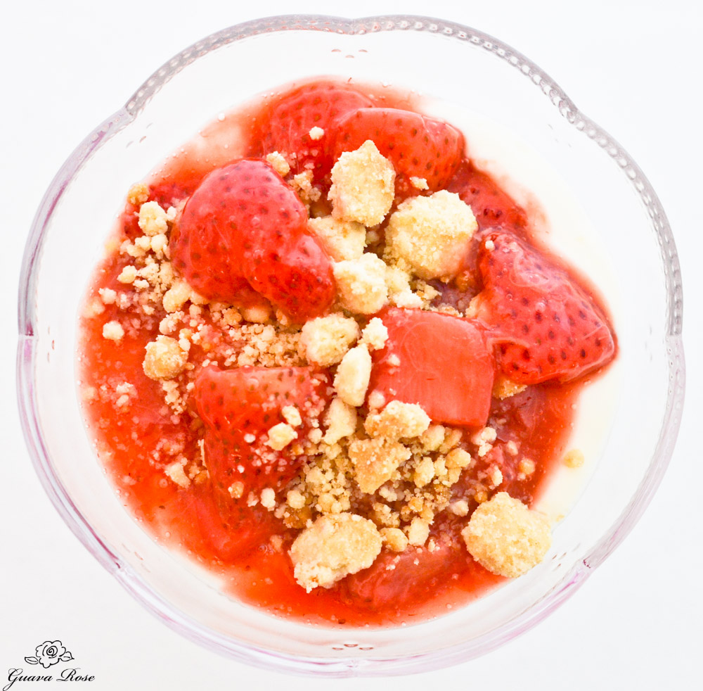 strawberry Rhubarb Piece of Pie Parfait, top view