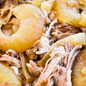 Crock Pot Kalua Pig on a Rack of Onions